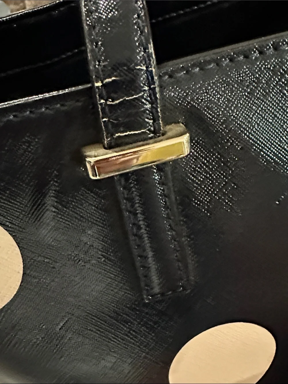 kate spade Navy Tote with Cream Polka Dots!